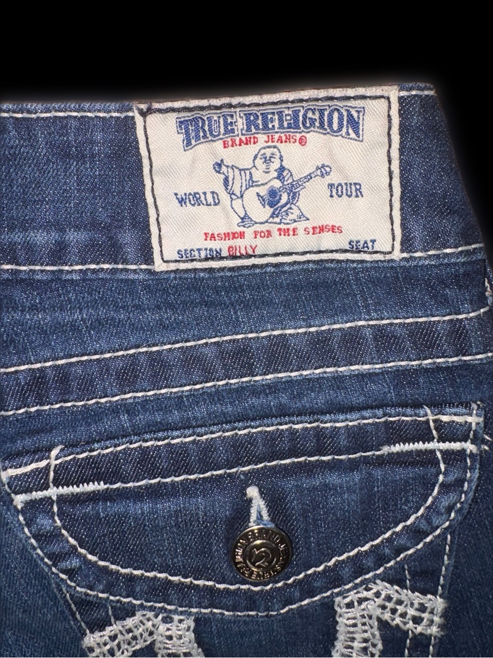 True Religion Blue Denim low waisted straight leg jeans - Picture 5 of 8